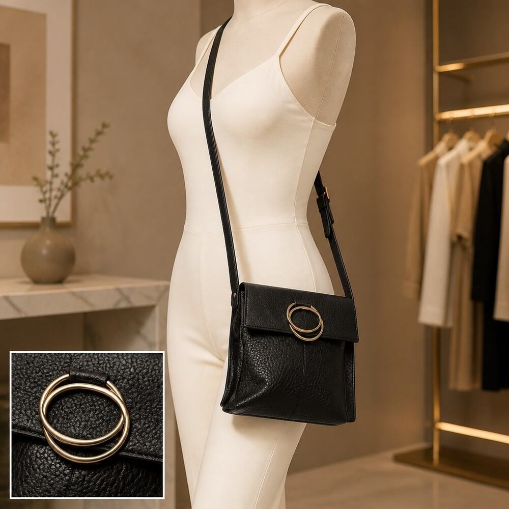 Vince Camuto Livy Black Crossbody Handbag 10x10x2 *read